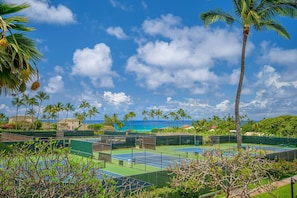 Sports court - Poipu Ocean View + AC!  2 Pools & 3m Walk to Beach along Greenbelt. (Koloa)