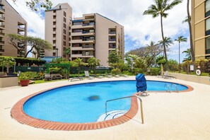 Outdoor pool, a heated pool - New! Designer Remodel-180⁰ Ocean Views, Beachfront Oasis, "Whales Watch" (Lahaina)