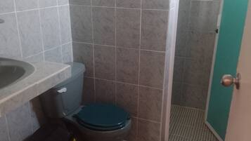 Shower, towels, soap, shampoo