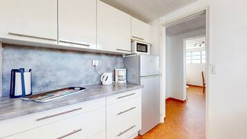 Fridge, oven, coffee/tea maker