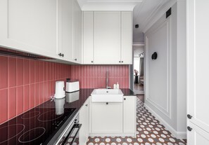 Fridge, oven, stovetop, dishwasher - City Centre Deluxe Apartment (Warszawa)