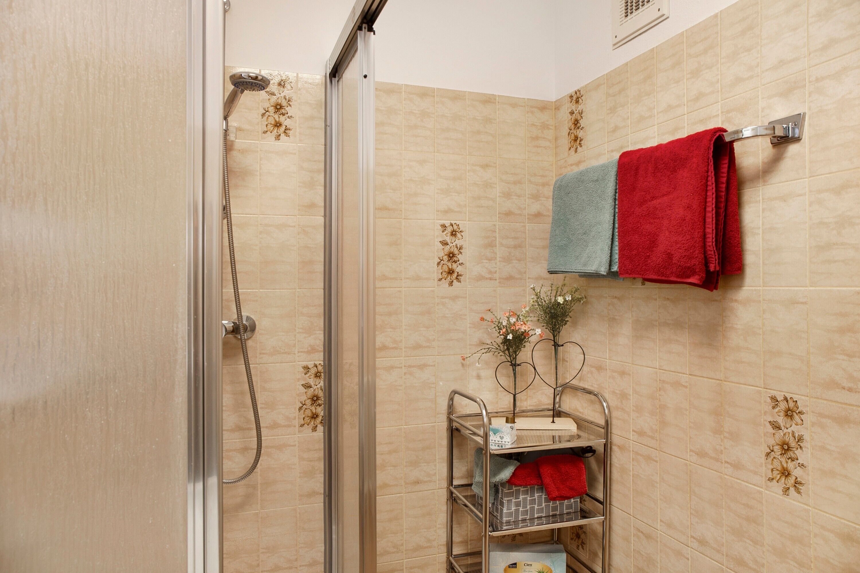 Dusche, Haartrockner, Handtücher