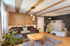 TV, fireplace - Apartment 'Am Rubach' with Shared Terrace, Private Garden and Wi-Fi (Baden-Baden)