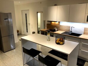 Fridge, oven, stovetop, dishwasher