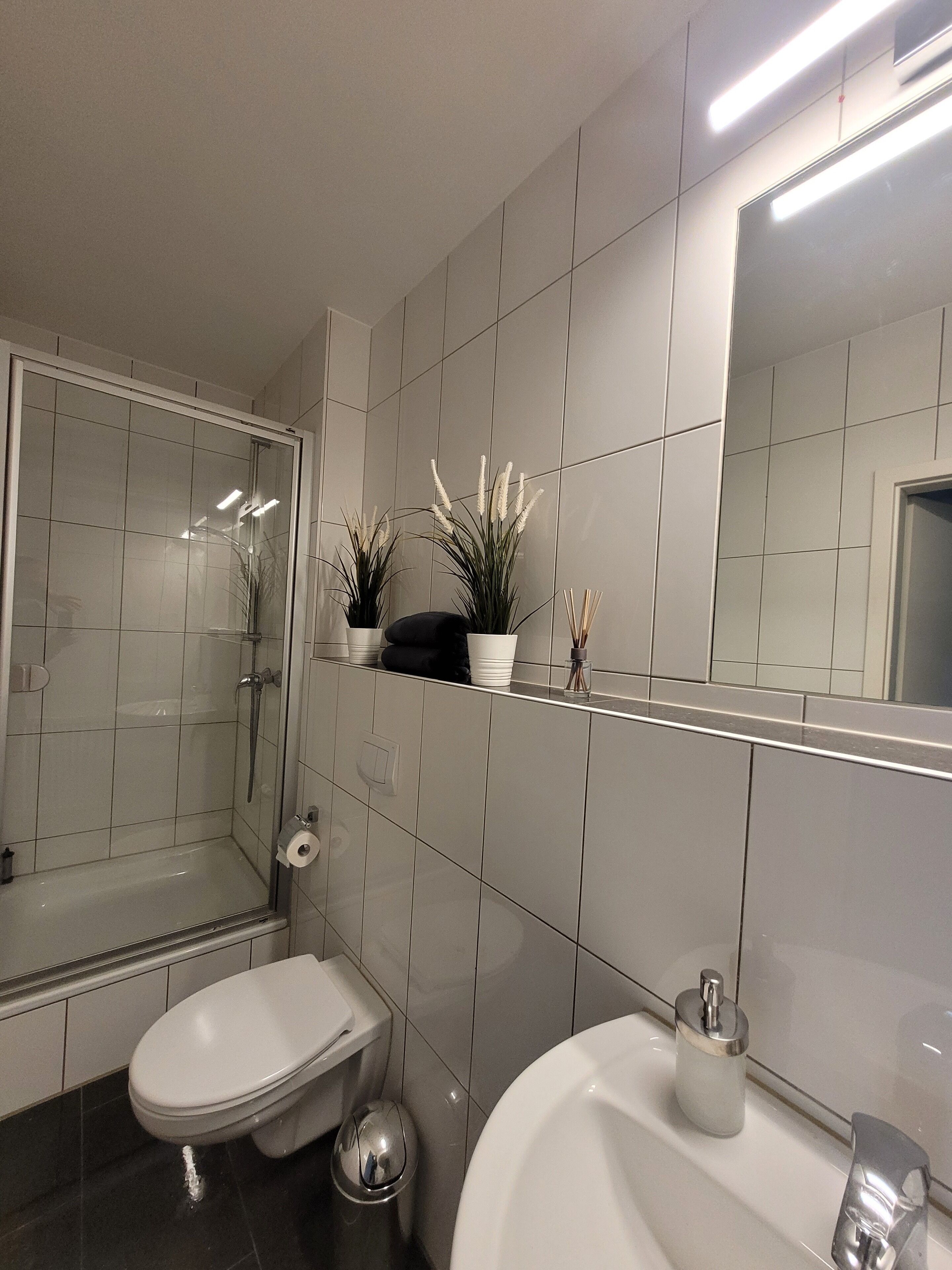 Dusche, Handtücher, Toilettenpapier