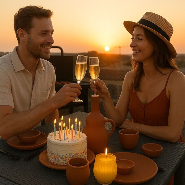 Outdoor dining - Gîte de la Tour, à 10 Minutes du Pont du Gard, Idéal Pour Couple (Montfrin)