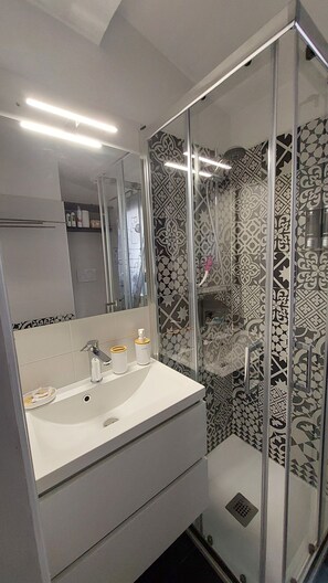Ducha, secador de pelo, bidet, toallas