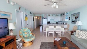 Living area - 2 bedroom oceanfront condo with free WiFi, 2 pools and much more in this uptown location with a great view and steps from beach! (Ocean City)