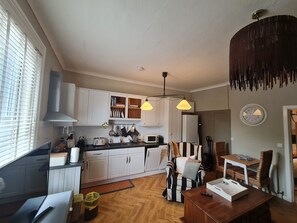 Apartment | Private kitchen | Fridge, microwave, oven, stovetop
