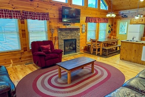 TV, fireplace, video games