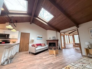 TV, fireplace