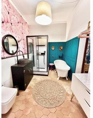 Eco-friendly toiletries, hair dryer, towels, soap