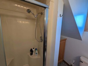 Shower, hair dryer, shampoo - Brick House on the River at Riverside Point Resort (Park Rapids)