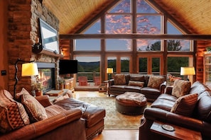 Smart TV, fireplace, DVD player, books
