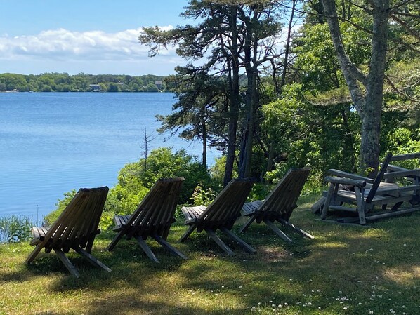Property grounds - Spacious, historic lakefront home on Great Pond in Eastham, MA. private beach. (Eastham)