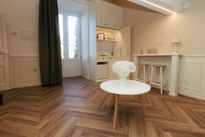 Studio Supérieur | Cuisine privée | Machine à expresso, cafetière/bouilloire, bouilloire électrique