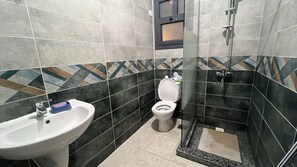 Secador de pelo, jabón, shampoo, papel higiénico