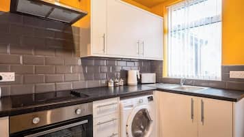 Fridge, microwave, oven, electric kettle
