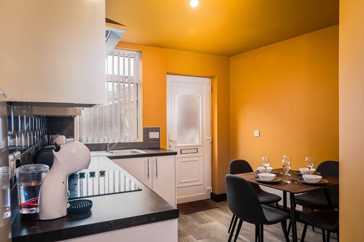 Fridge, microwave, oven, electric kettle