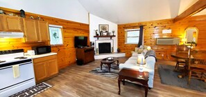 Televisión y chimenea 