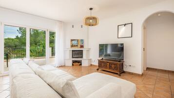 TV, fireplace