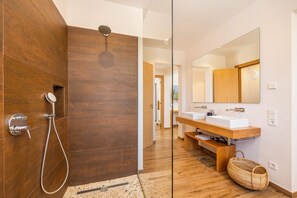 Ducha, secador de pelo y toallas