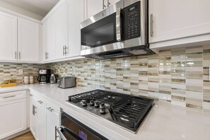 Fridge, microwave, oven, dishwasher
