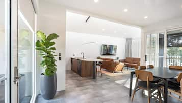 Premium Apartment, Accessible, Private Bathroom | Private kitchen | Full-sized fridge, microwave, oven, stovetop