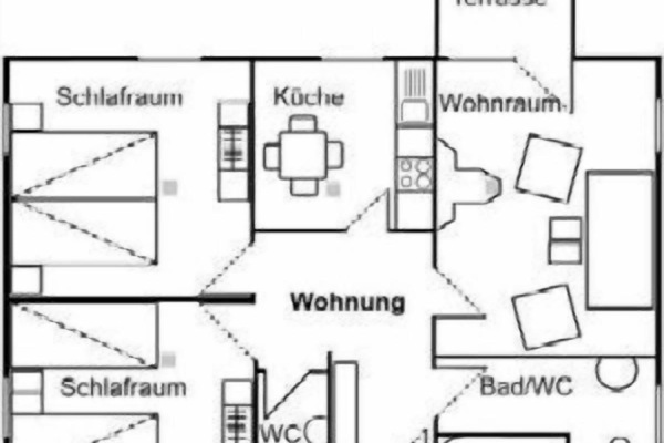 Ferienwohnung, Dusche/WC (Obergeschoss), 65qm