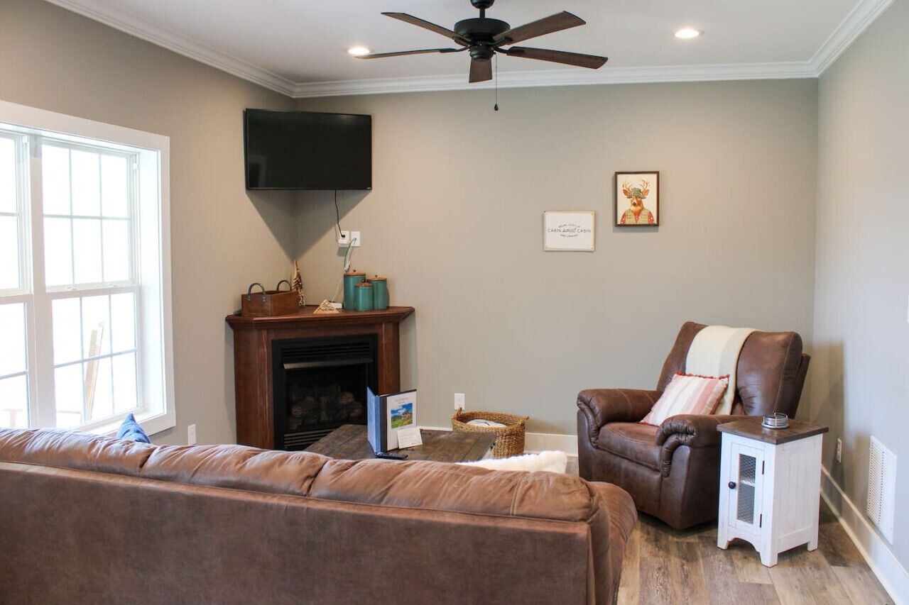 Televisión y chimenea 