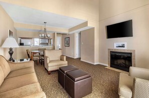 Télévision, cheminée, lecteur de DVD