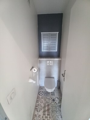 シャワー、タオル、シャンプー、トイレットペーパー