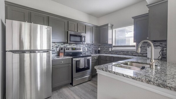 Fridge, dining tables