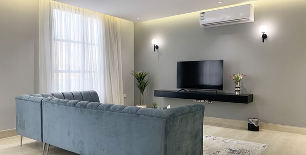Design Apartment, 3 Bedrooms | Living area | Flat-screen TV - Sahafa A-9 Royal touch Balcony AZ74 (Riyadh)