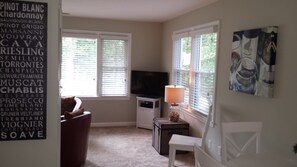 Televisión, chimenea, reproductor de DVD