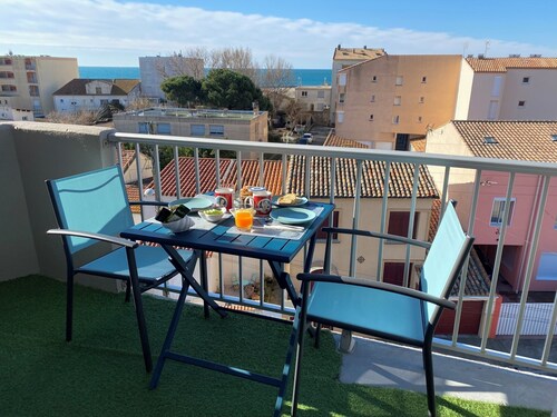 Appartement 2P à 1 min de la mer
