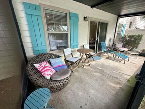 Terrace/patio - "Coastal Charm: 3BR Townhome, Pool, Near St. Simons Attractions!" (St. Simons Island)