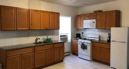 Large and private apartment can sleep up to 8 people comfortably with direct NYC Manhattan train only 5 minute walk away