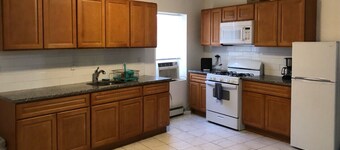 Large and private apartment can sleep up to 8 people comfortably with direct NYC Manhattan train only 5 minute walk away