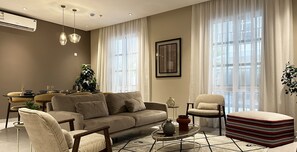 Design Apartment, 3 Bedrooms | Living area | Flat-screen TV - Kease Hittin P-2 Lusso Najd AZ29 (Riyadh)