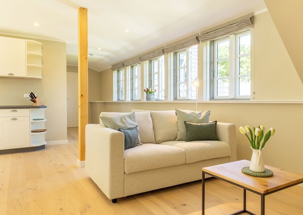 TV, books - Stilvoll Moderne Wohnung im Zentral Gelegenem Adas Hüs in Norddorf auf Amrum (Norddorf auf Amrum)