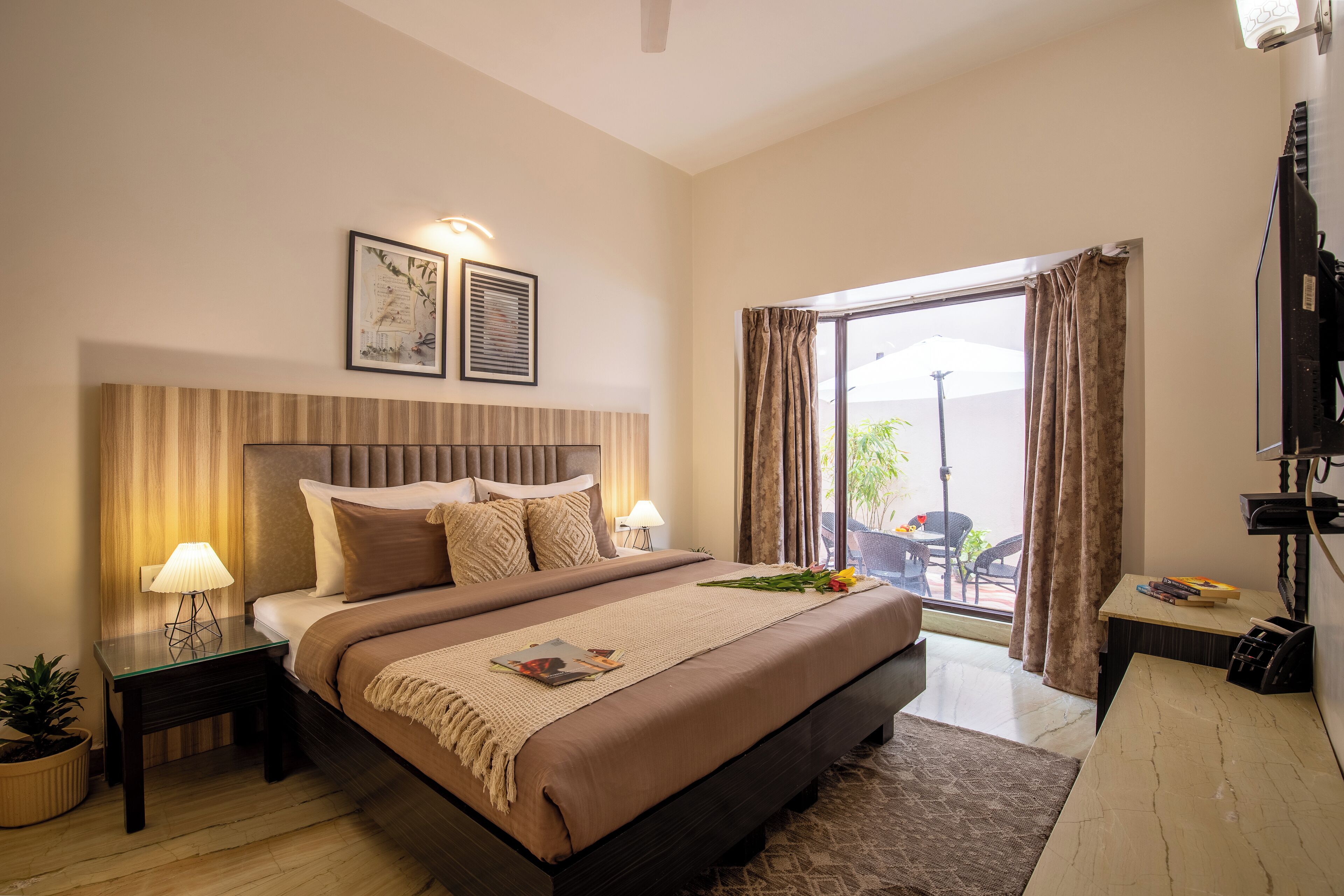 Premium Apartment, City View | Hypo-allergenic bedding, desk, blackout curtains, iron/ironing board