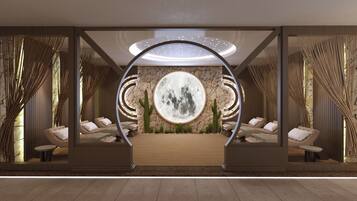 Indoor pool, seasonal outdoor pool, pool umbrellas, sun loungers