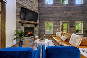 Smart TV, fireplace, video games, foosball