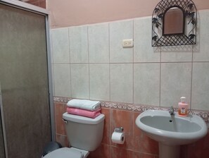 Serviettes fournies, savon, shampoing, papier toilette