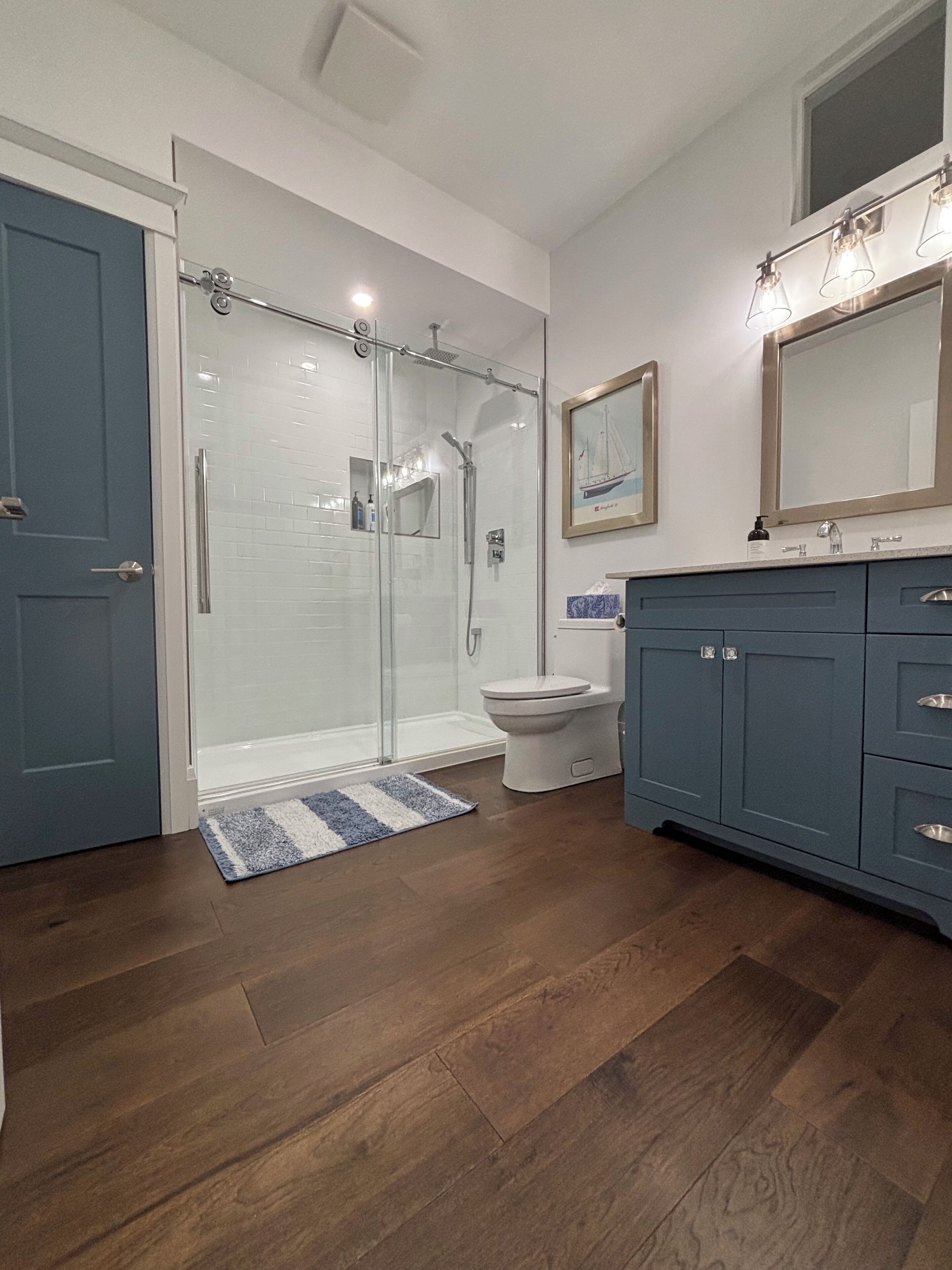 Shower, eco-friendly toiletries, hair dryer, towels
