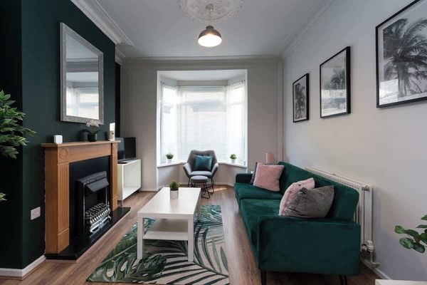 Seating area in the living room.