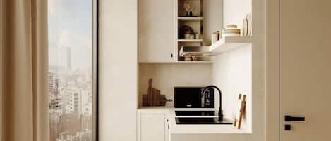 Panoramic Double Room, Non Smoking, Private Bathroom | Private kitchen | Stovetop, freezer