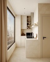 Habitación panorámica doble, no fumadores, baño privado | Cocina privada | Placa de cocina y congelador