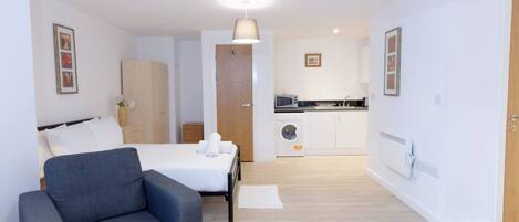 1 bedroom, iron/ironing board, bed sheets